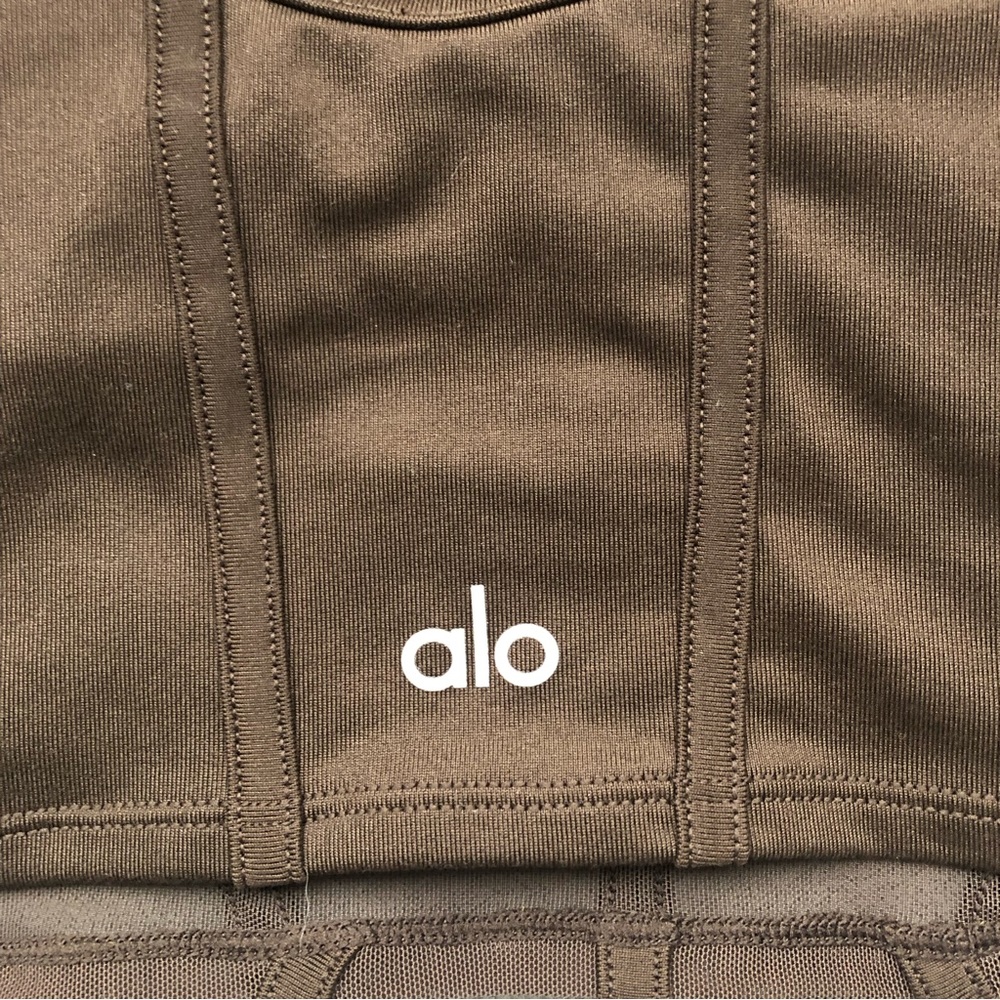 Alo Yoga Airbrush Mesh Corset Tank Expresso M - Picture 5 of 8